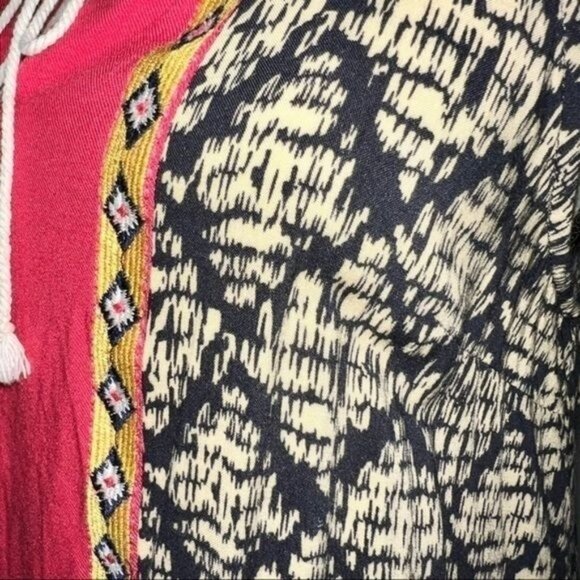 THML Anthropologie Tribal Print Sleeveless Midi Dress w/ Drawstring Accent Sz L - Picture 7 of 16